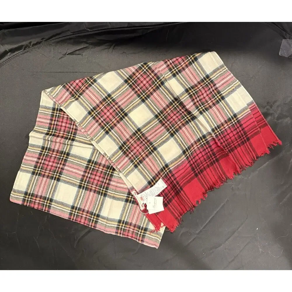Bonpoint Kids Plaid Scarf 80% Wool 20% Cashmere 66” X 16” Unisex Lightweight